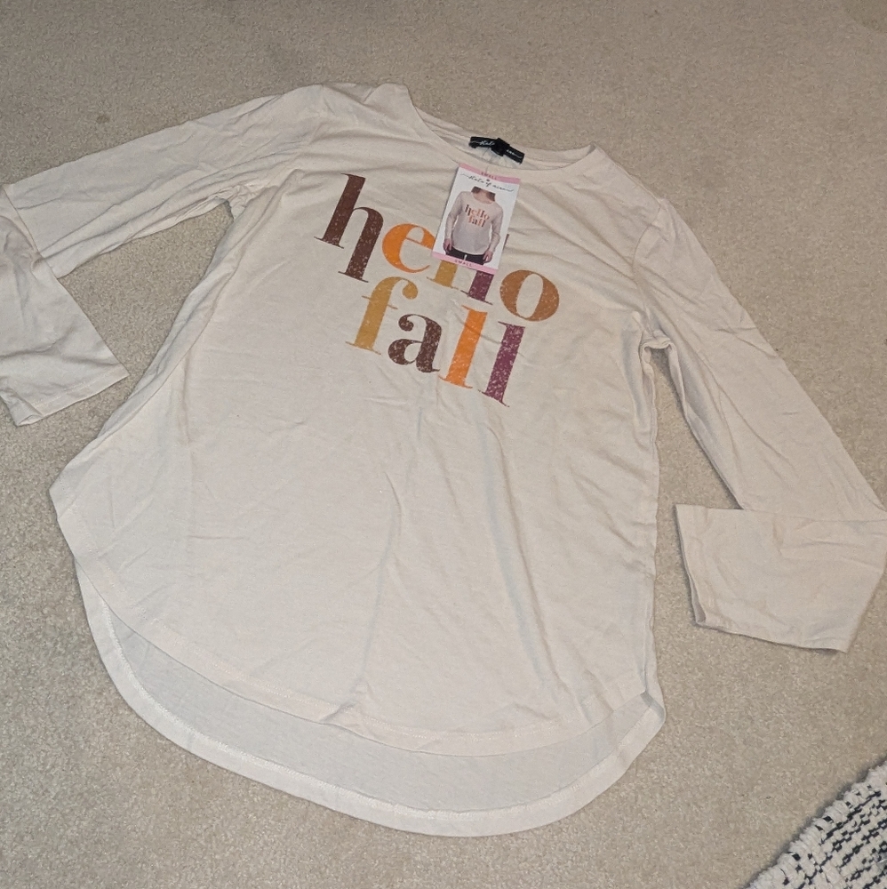 Nwt State Of Mind Hello Fall Long Sleeve Shirt Sz S